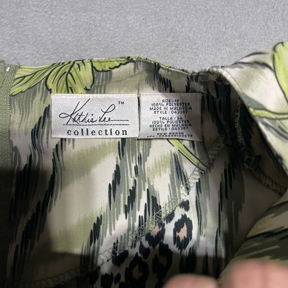 Vintage Kathie Lee Dress‎ Womens 10 Green Leaf Shift Short Sleeve 90s Y2K Beach - Picture 6 of 9